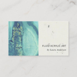 BLUE AQUA TEAL FLUID ACRYLIC RESIN ART ARTIST VISITKORT