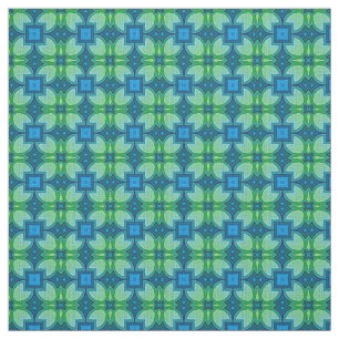 Blue Aqua Turcos Lime Green Bali Batik Mönster Tyg