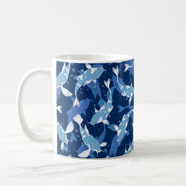 Blue Aquatic Mönster - Koi Fish Kaffemugg (Vänster)