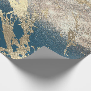 Blue Aquatic Teal Guld Marble Ro Glitter Spark Presentpapper