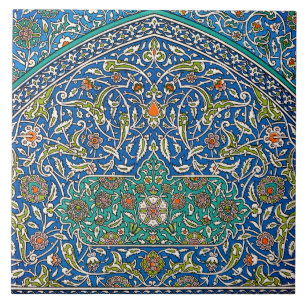 Blue Arabesque Design Kakelplatta