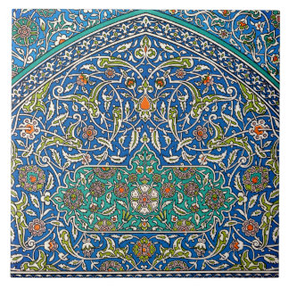 Blue Arabesque Design Kakelplatta
