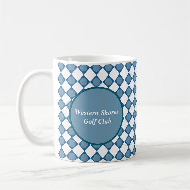 Blue Argyle Golf Pattern Country Club Coffee Mug Kaffemugg (Vänster)