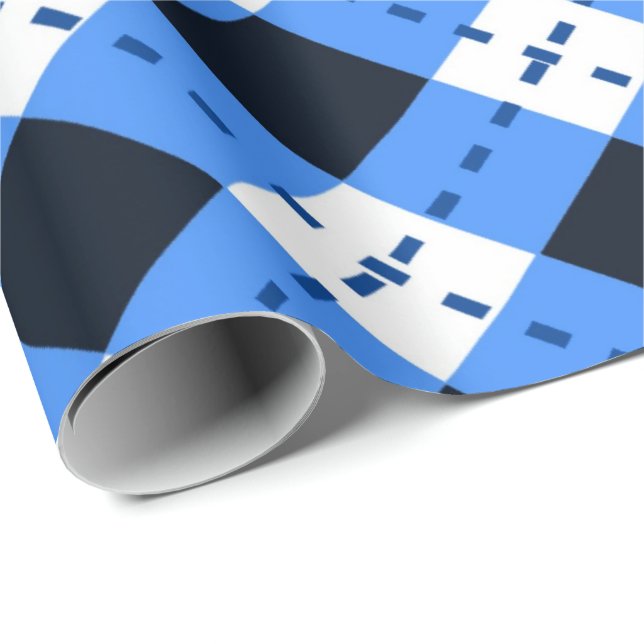 Blue Argyle Presentpapper (Rullad Hörn)