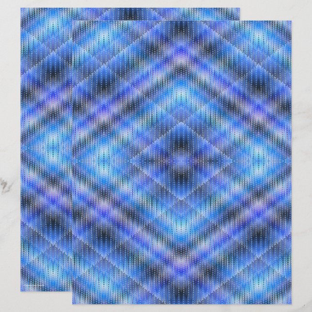 Blue Argyle Scrapbook Paper 2-Sided Page (Fram/baksida)