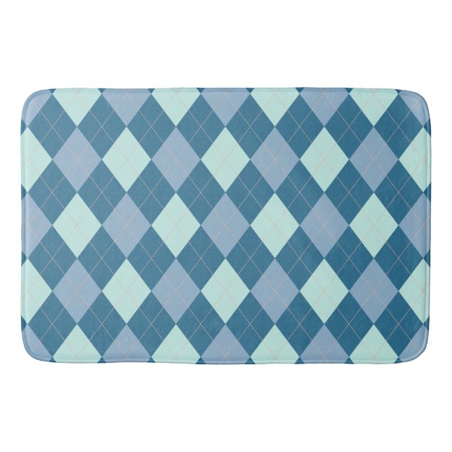 Blue Argyle Vintage Mönster Badrumsmatta (Framsidan)