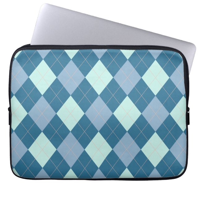 Blue Argyle Vintage Mönster Laptop Fodral (Framsidan)