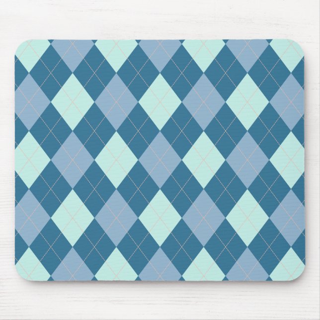 Blue Argyle Vintage Mönster Musmatta (Framsidan)