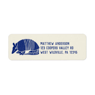 Blue Armadillo Personlig Returadress Etikett