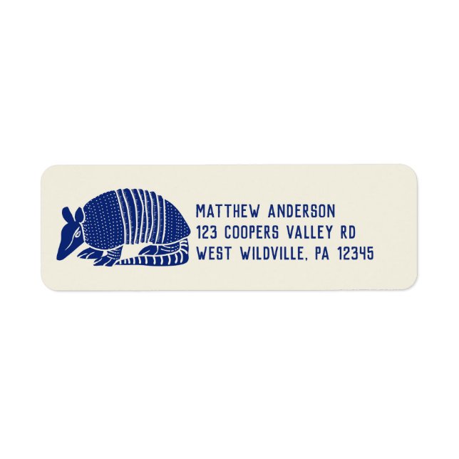 Blue Armadillo Personlig Returadress Returadress Etikett (Framsidan)