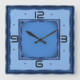 Blue Art Deco Fyrkantig Klocka
