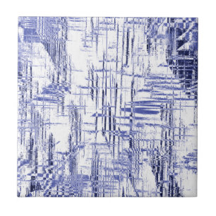 Blue Art Deco Kakelplatta