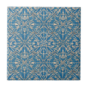 Blue Art nouveau maroccan Ethnic Kakelplatta
