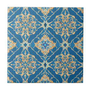 Blue Art nouveau maroccan Ethnic Kakelplatta