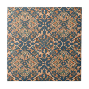 Blue Art nouveau maroccan Ethnic Kakelplatta