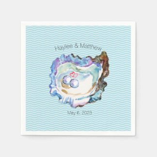Blue Artsy Oyster 2 Pearls Hearls Pappersservett