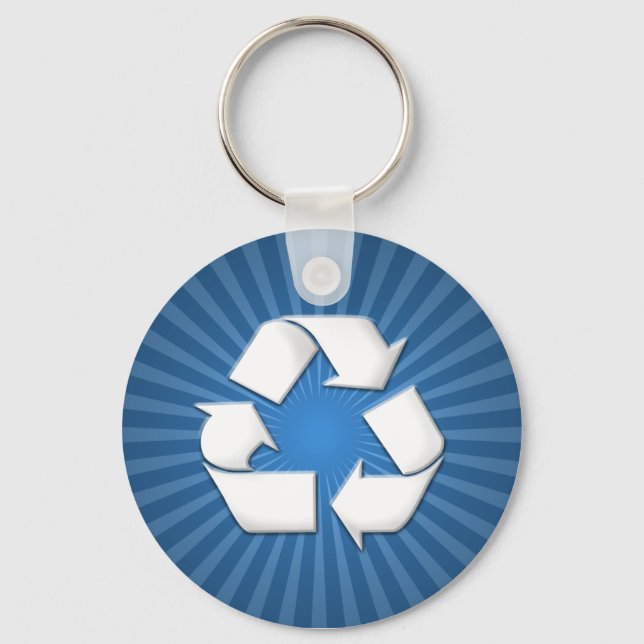 Blue Återvinna Keychain 001 Nyckelring (Framsida)