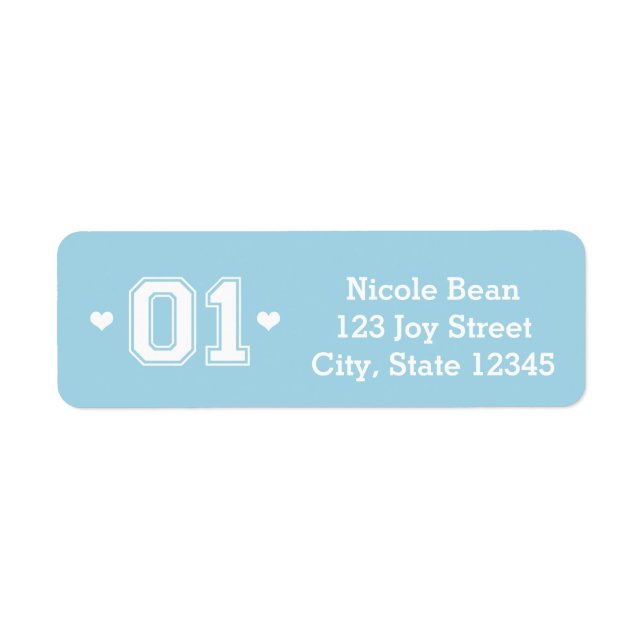 Blue Athletic 01 1st Birthday-Adressetiketter Returadress Etikett (Framsidan)