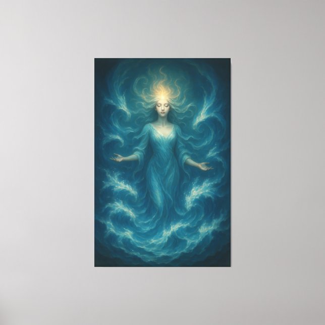 Blue Aura Water Goddess – Luxury Fine Art Canvas (Framsida)
