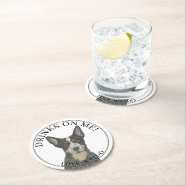 Blue Australian Cattledog Heeler Bröllop Underlägg Papper Rund