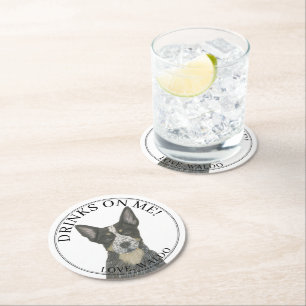 Blue Australian Cattledog Heeler Bröllop Underlägg Papper Rund