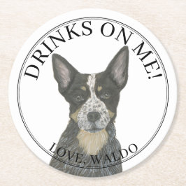 Blue Australian Cattledog Heeler Bröllop Underlägg Papper Rund