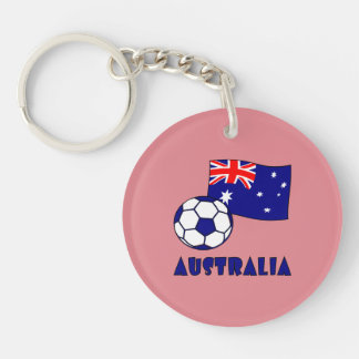 Blue Australian Soccer Ball Flagga Rosa Background