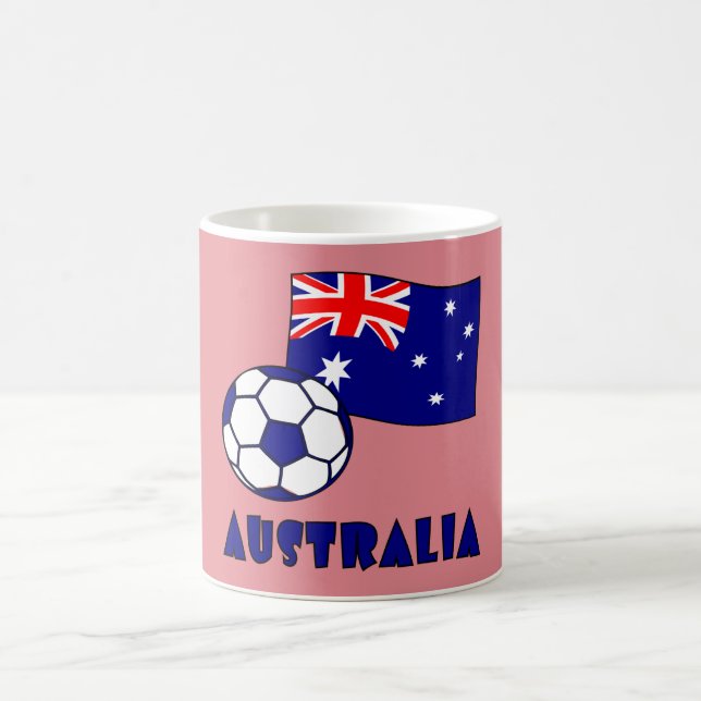 Blue Australian Soccer Ball Flagga Rosa Background Kaffemugg (Center)