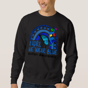 Blue Autism Awareness Butterfly Autism Rainbow Inf Lång Ärmad Tröja