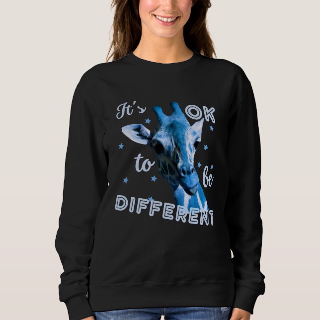 Blue Autism Awareness Cute Giraffe Its Ok To Be Di T Shirt (Framsida)