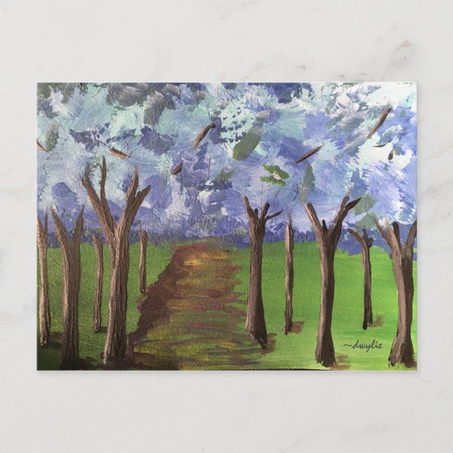 Blue Autumn Skogen Vykort (Framsida)