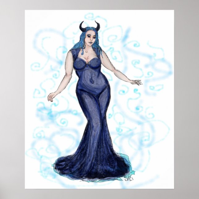 Blue Ava Swirls Poster (Framsidan)