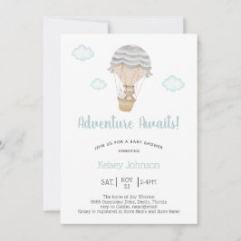 Blue Äventyr Woodland Nalle Baby Shower Inbjudningar