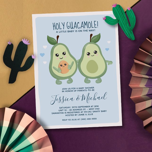 Blue Avocado Heliga Guacamole Baby Shower-inbjudan Inbjudningar (Skapare uppladdad)