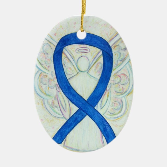 Blue Awareness Ribbon Angel Pendant Ornament (Framsidan)