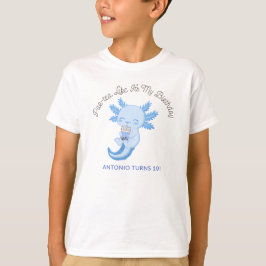 Blue Axolotl Boys Födelsedagsfest Boba Tea Par-tea T Shirt