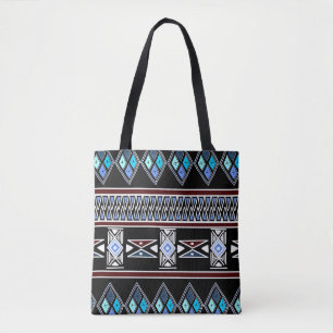 Blue Aztec Print Tote Tygkasse