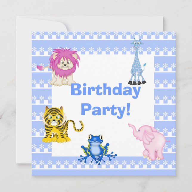 BLUE AZTEC ZOO PARTY-INBJUDAN INBJUDNINGAR (Framsida)