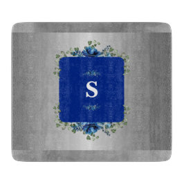 Blue Azure Bloom: Metallic Silver Blommigt