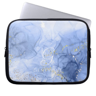 Blue Azure Watercolor Alcohol bläck Anpassade Laptop Fodral