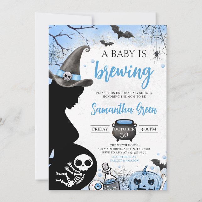 Blue Baby andas in Halloween Baby Shower Inbjudningar (Framsida)