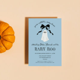 Blue Baby Boo Ghost Halloween Baby Shower Inbjudningar