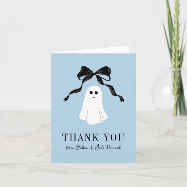Blue Baby Boo Ghost Halloween Tack Kort (Framsida)