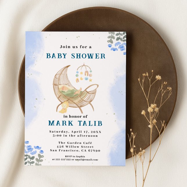 Blue Baby Boy Shower Invitation – Customizable Inbjudningar (Skapare uppladdad)