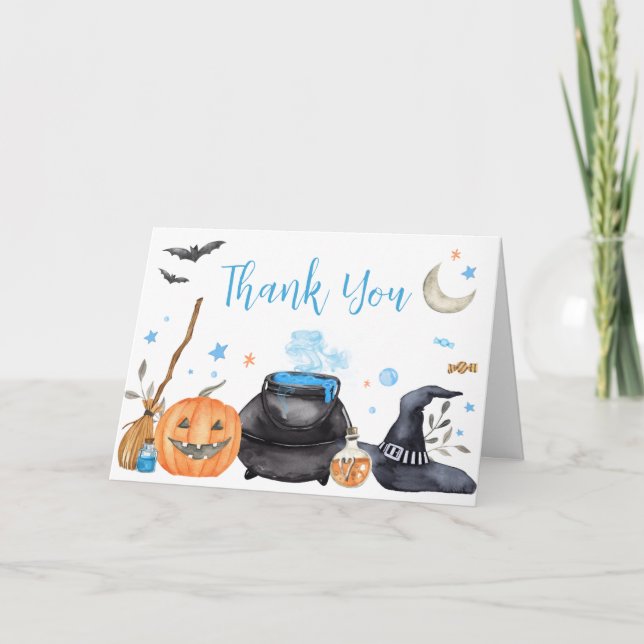 Blue Baby brinner Cute Halloween Baby Shower Tack Kort (Framsida)
