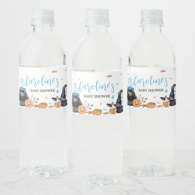 Blue Baby brinner Cute Halloween Baby Shower Vattenflaskor Etikett (Flaskor)
