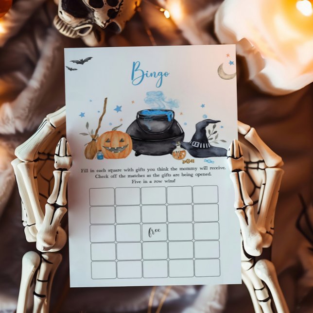 Blue Baby brinner Halloween Bingo Game (Baby is Brewing Baby Shower Bingo Game)