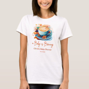 Blue Baby brygger kaffe Mamman på väg Bebisens dop T Shirt