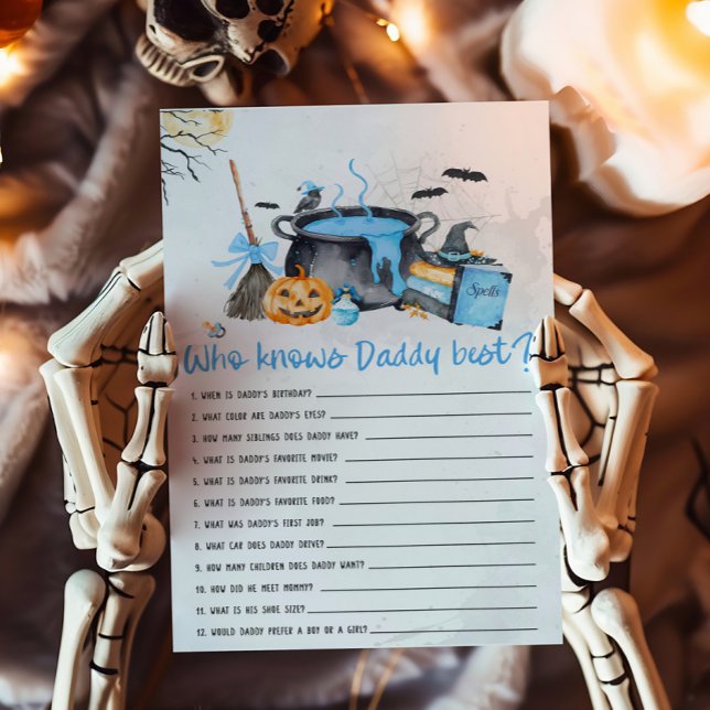 Blue Baby brygger Vem Vet Pappa Bäst (Boy Halloween Baby Shower Who Knows Daddy Best Game)