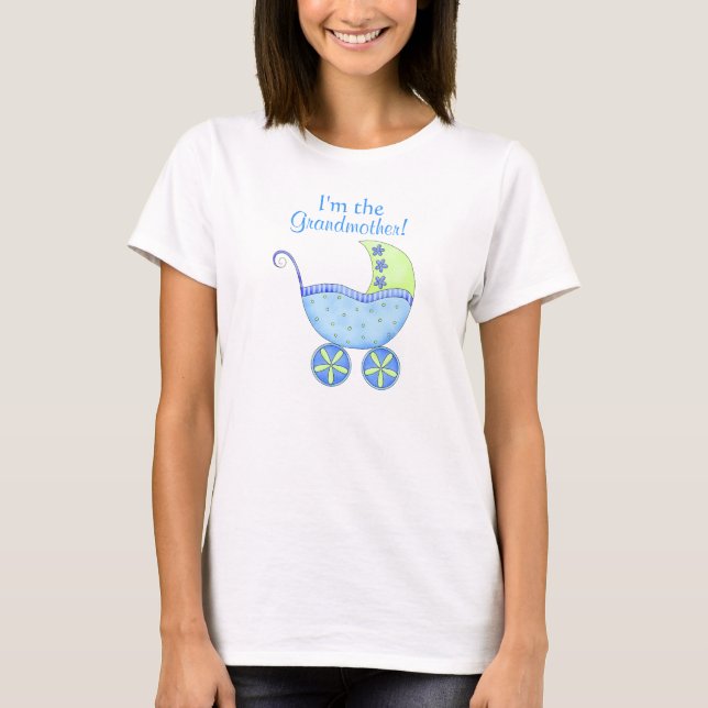 Blue Baby Buggy "Jag är farmor" T Shirt (Framsida)